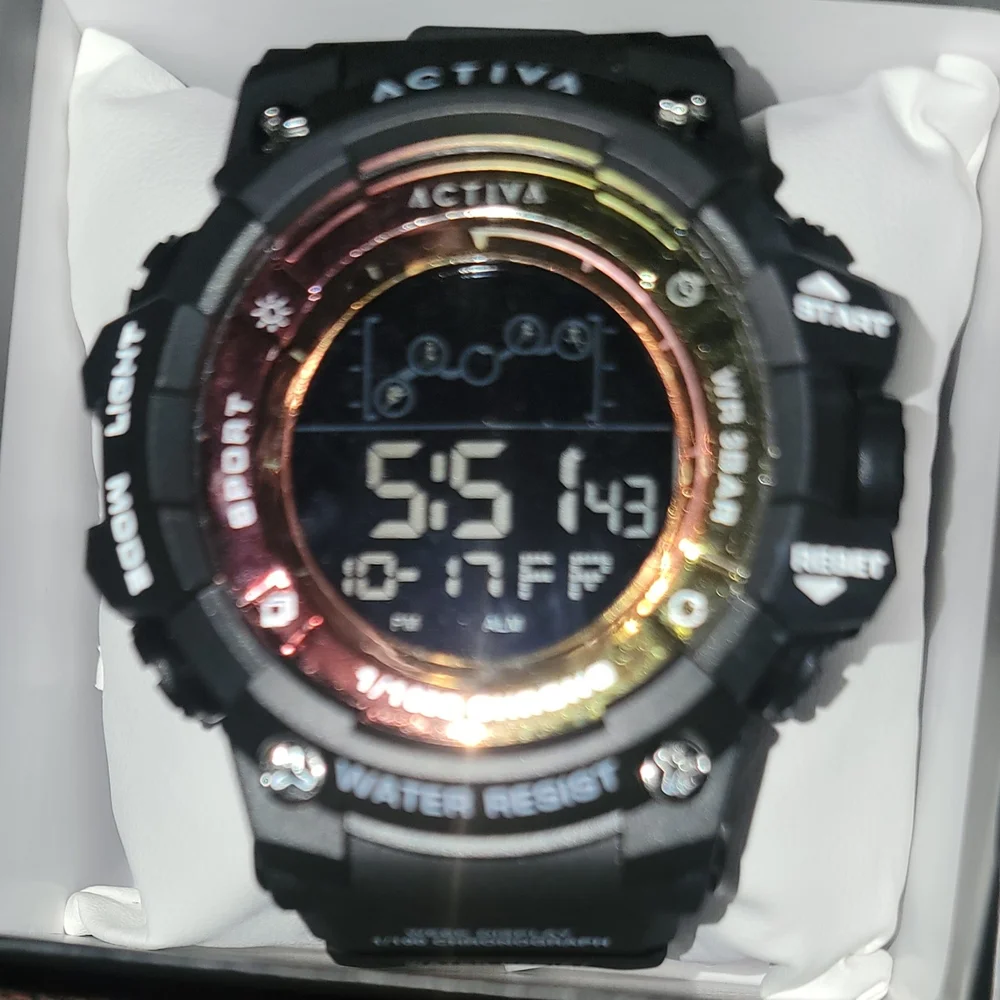 NIB Activa X Invicta Black Digital Chronograph Watch Rainbow Bezel Sport - Picture 5 of 6